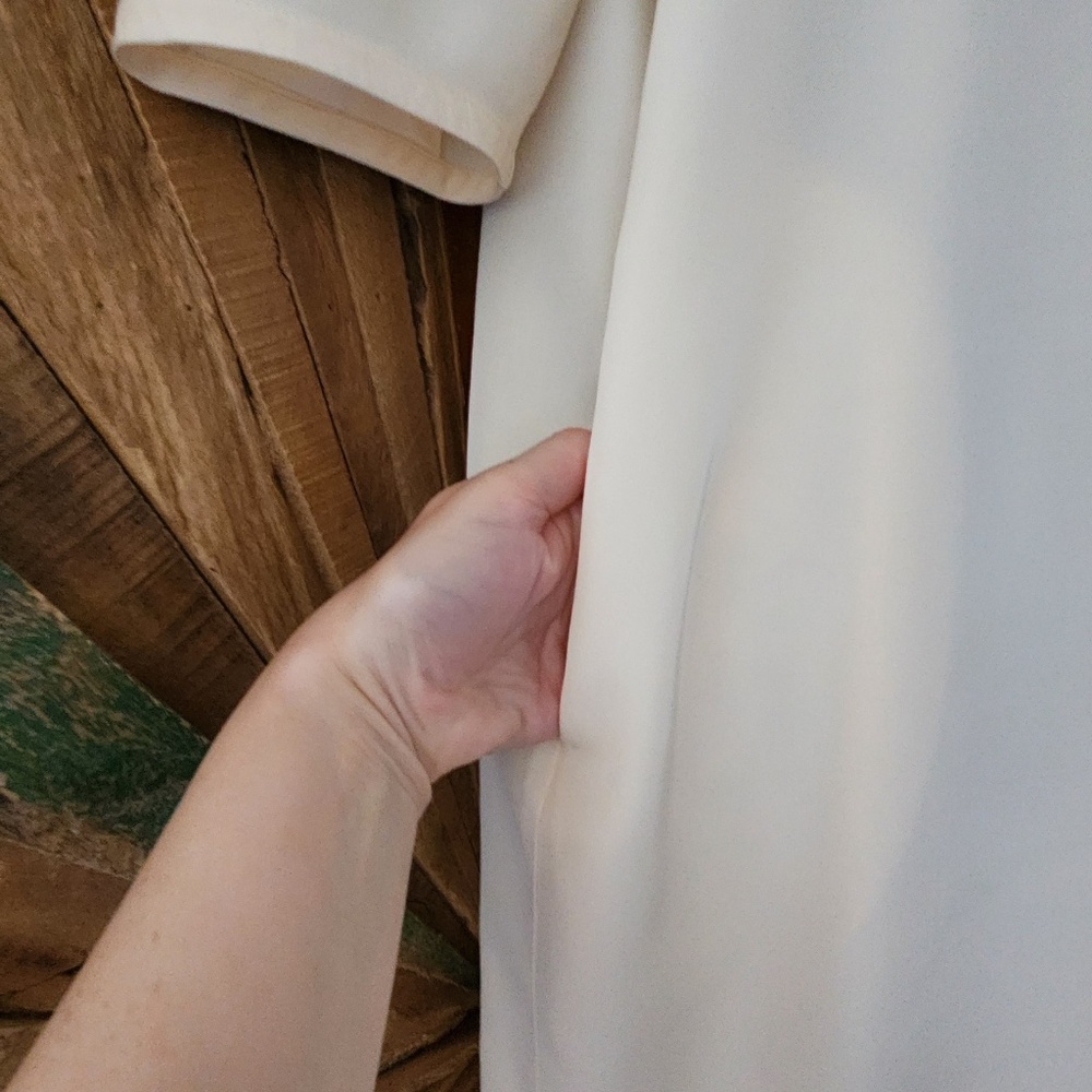 COS relaxed/oversized cream silky viscose Dress Sz M pockets slit midi - Picture 4 of 13